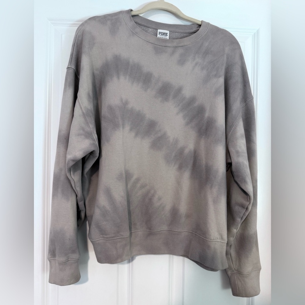 PINK Victoria's Secret Gray Tie-Dye Crewneck Sweater